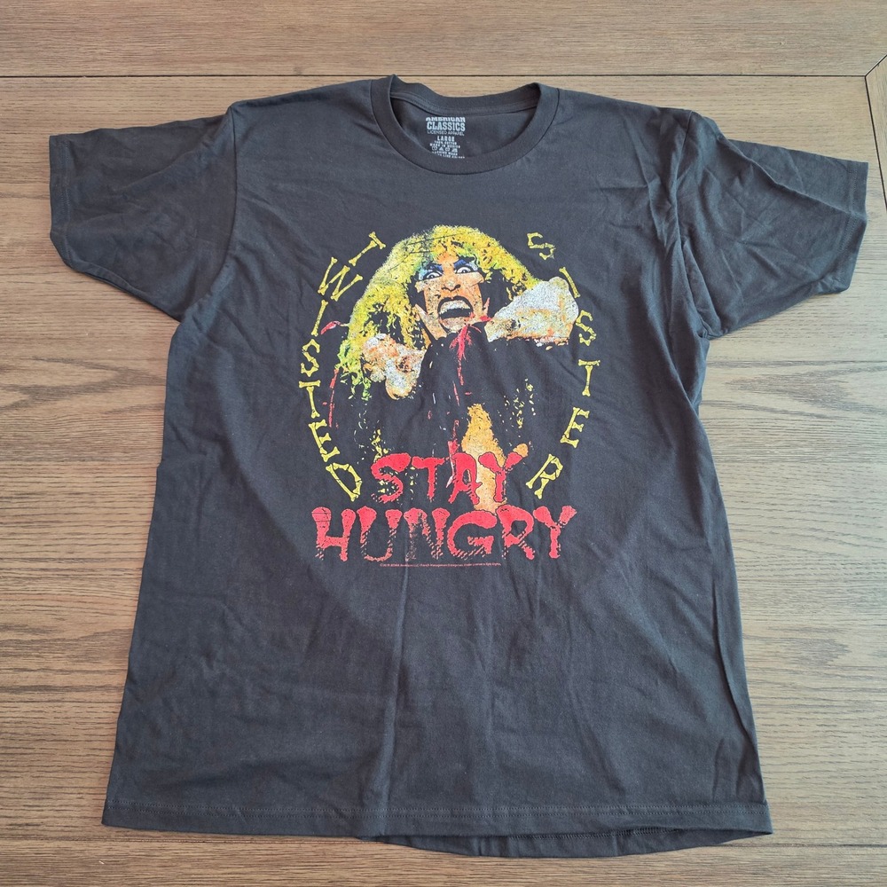 Twisted Sister Stay Hungry Black Graphic T-Shirt Large NWOT
